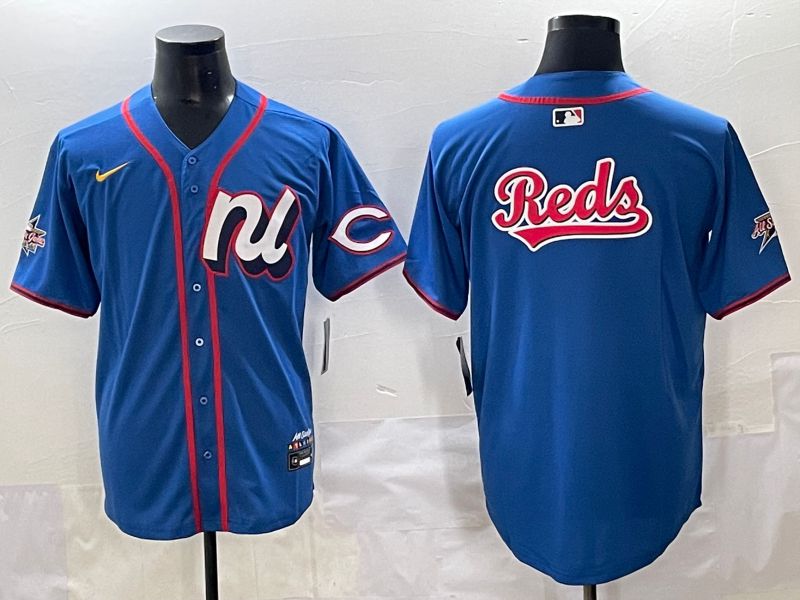 Men 2025 Cincinnati Reds Blank Blue All star Nike MLB Jersey style 1->cincinnati reds->MLB Jersey